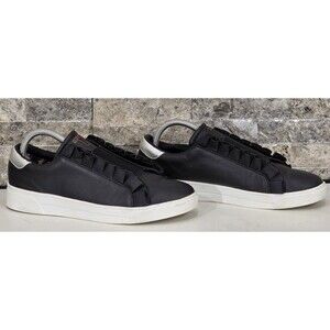 Ted Baker Astelli Leather Sneakers Ruffle Detail Trainers Slip On Black Womens 9